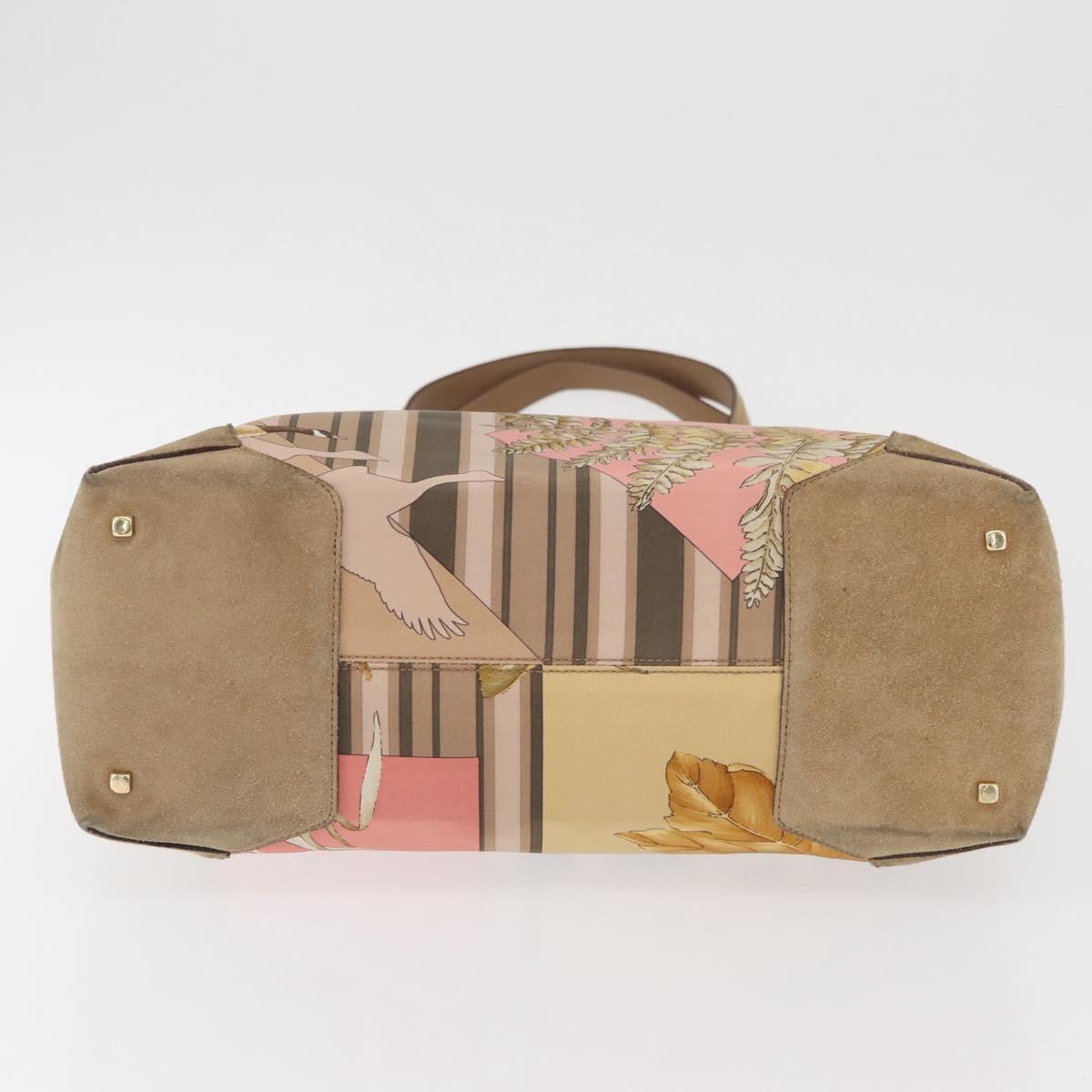 Salvatore Ferragamo Tote Bag Nylon Beige Gold Auth BAZ714A