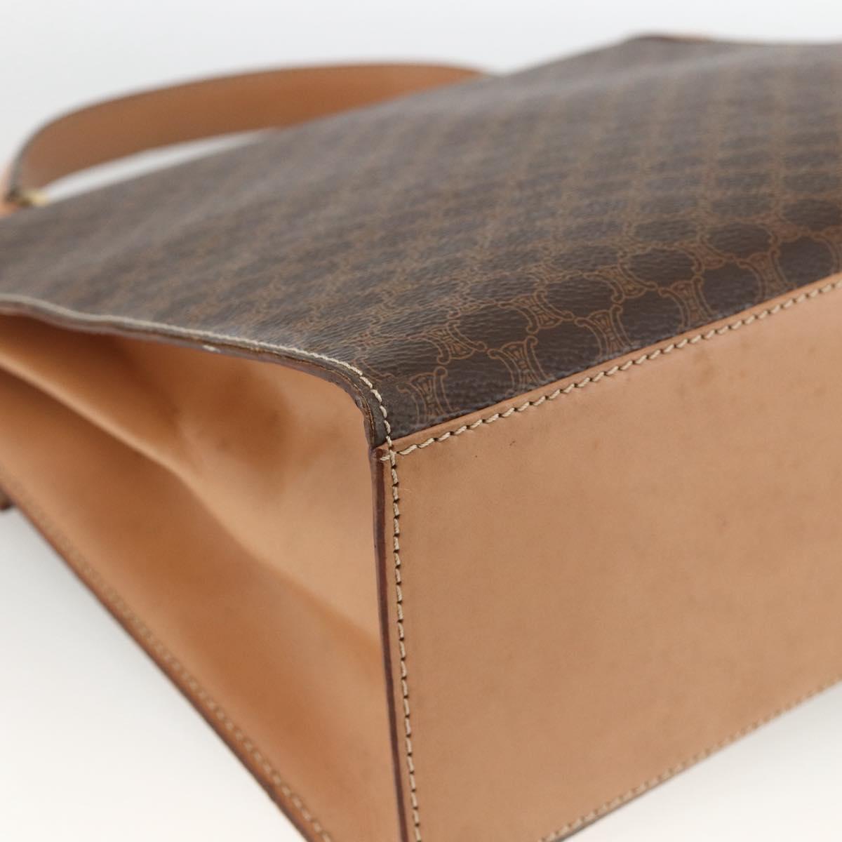 CELINE Macadam Canvas Hand Bag PVC Leather Brown Gold Auth BAZ721A