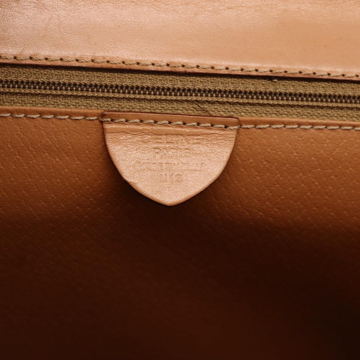 CELINE Macadam Canvas Hand Bag PVC Leather Brown Gold Auth BAZ721A