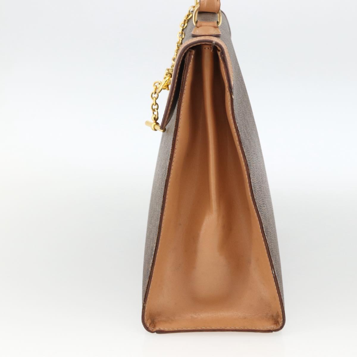CELINE Macadam Canvas Hand Bag PVC Leather Brown Gold Auth BAZ721A