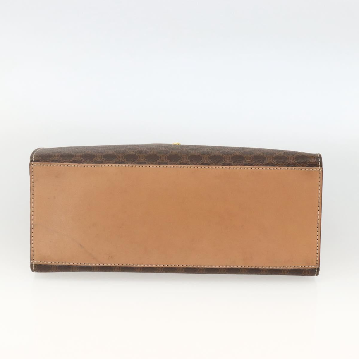 CELINE Macadam Canvas Hand Bag PVC Leather Brown Gold Auth BAZ721A