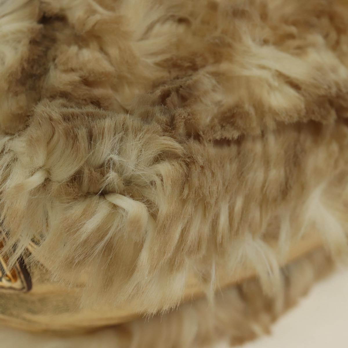 PRADA Shoulder Bag fur Beige Gold Auth BAZ731SM