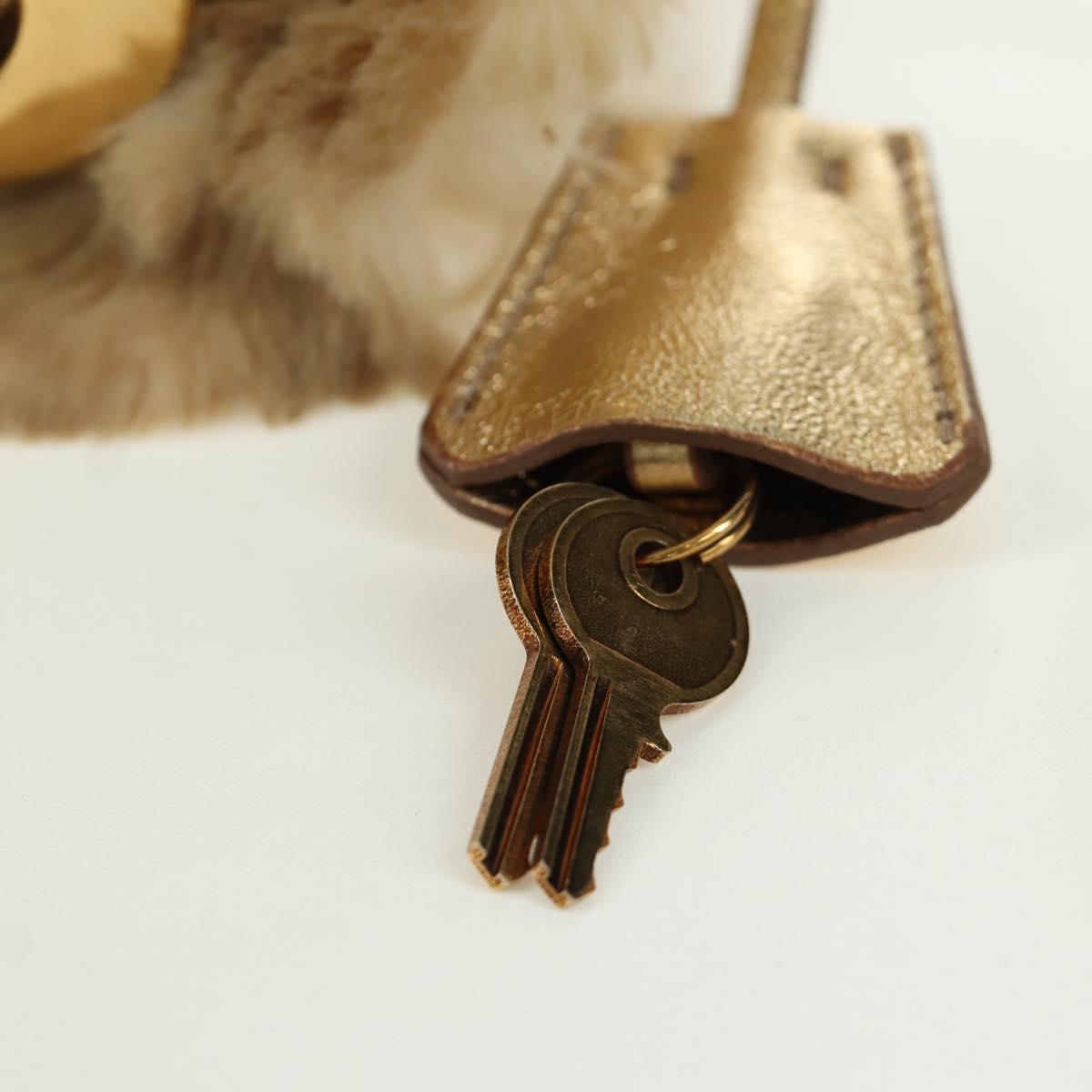 PRADA Shoulder Bag fur Beige Gold Auth BAZ731SM