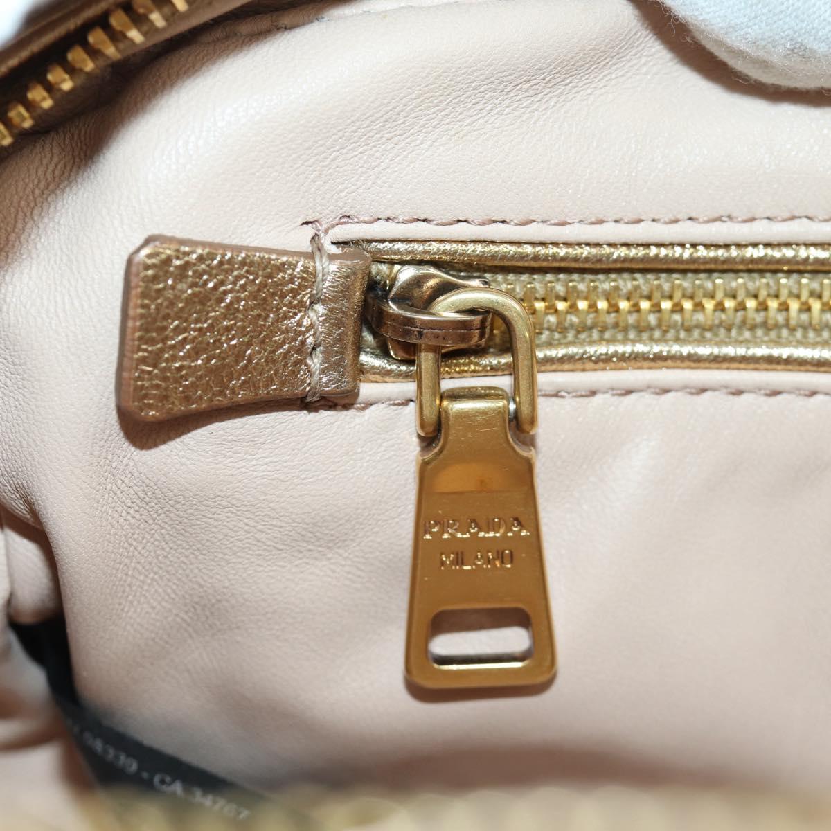 PRADA Shoulder Bag fur Beige Gold Auth BAZ731SM