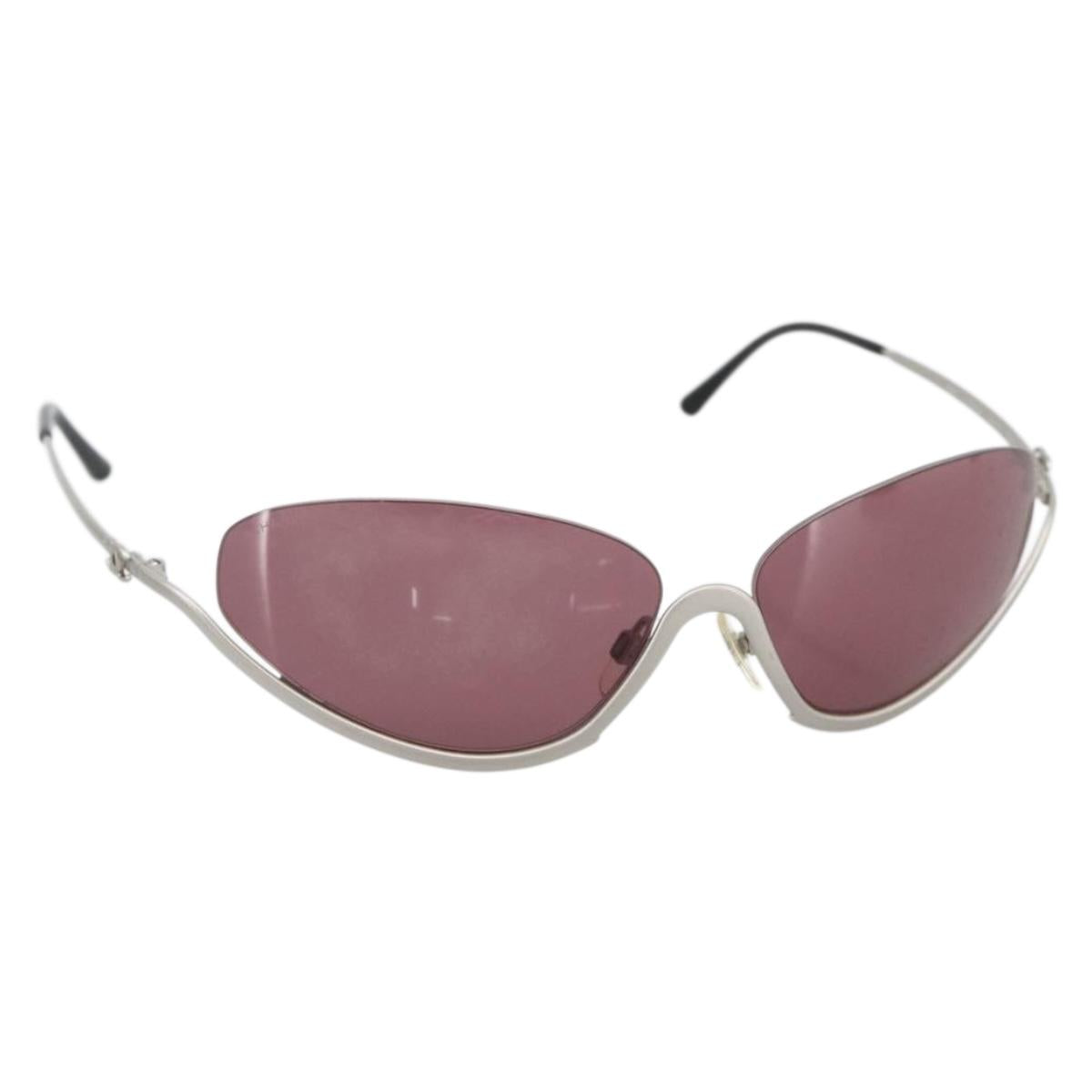 CHANEL COCO Mark Sunglasses metal Silver tone 4004 CC Auth BAZ737