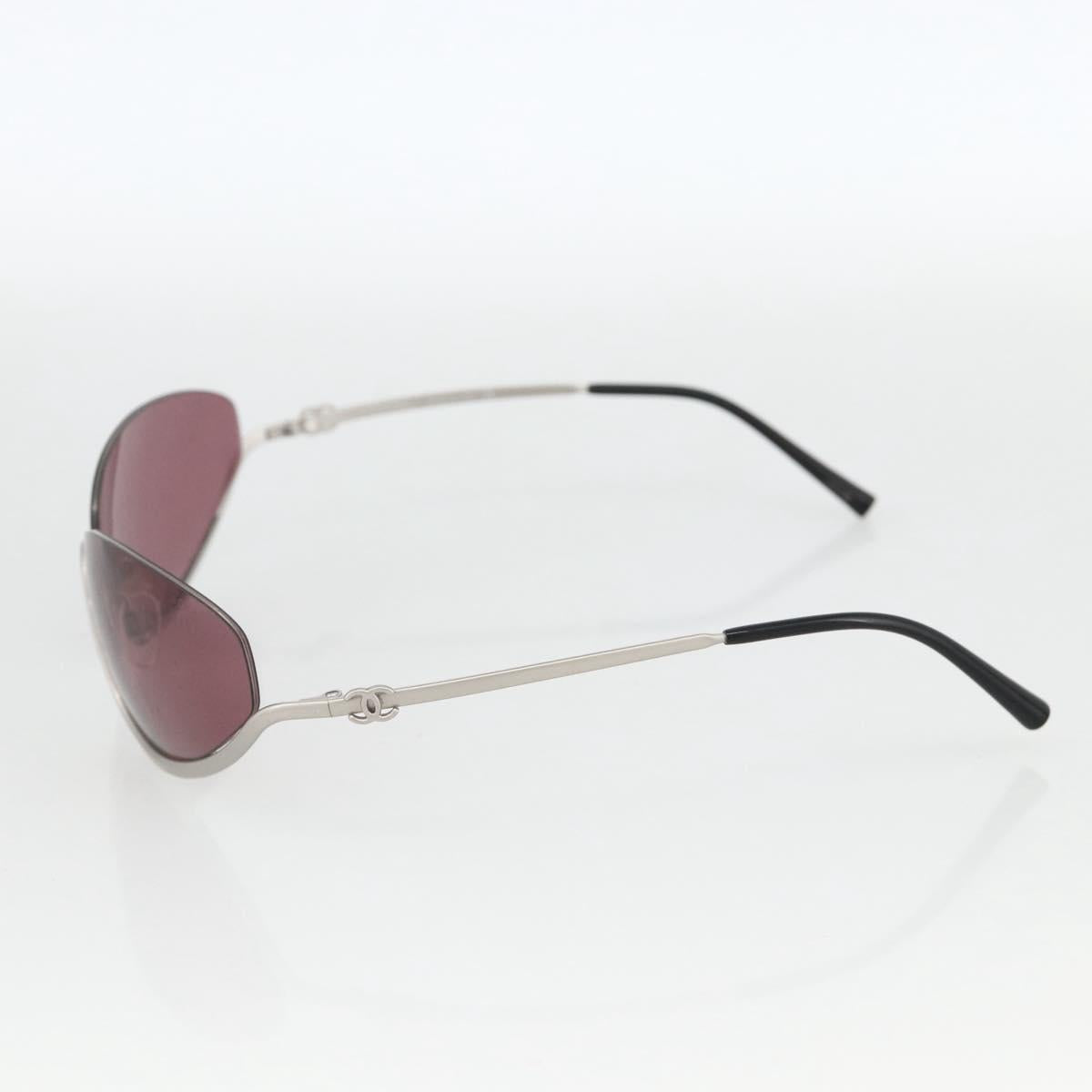 CHANEL COCO Mark Sunglasses metal Silver tone 4004 CC Auth BAZ737