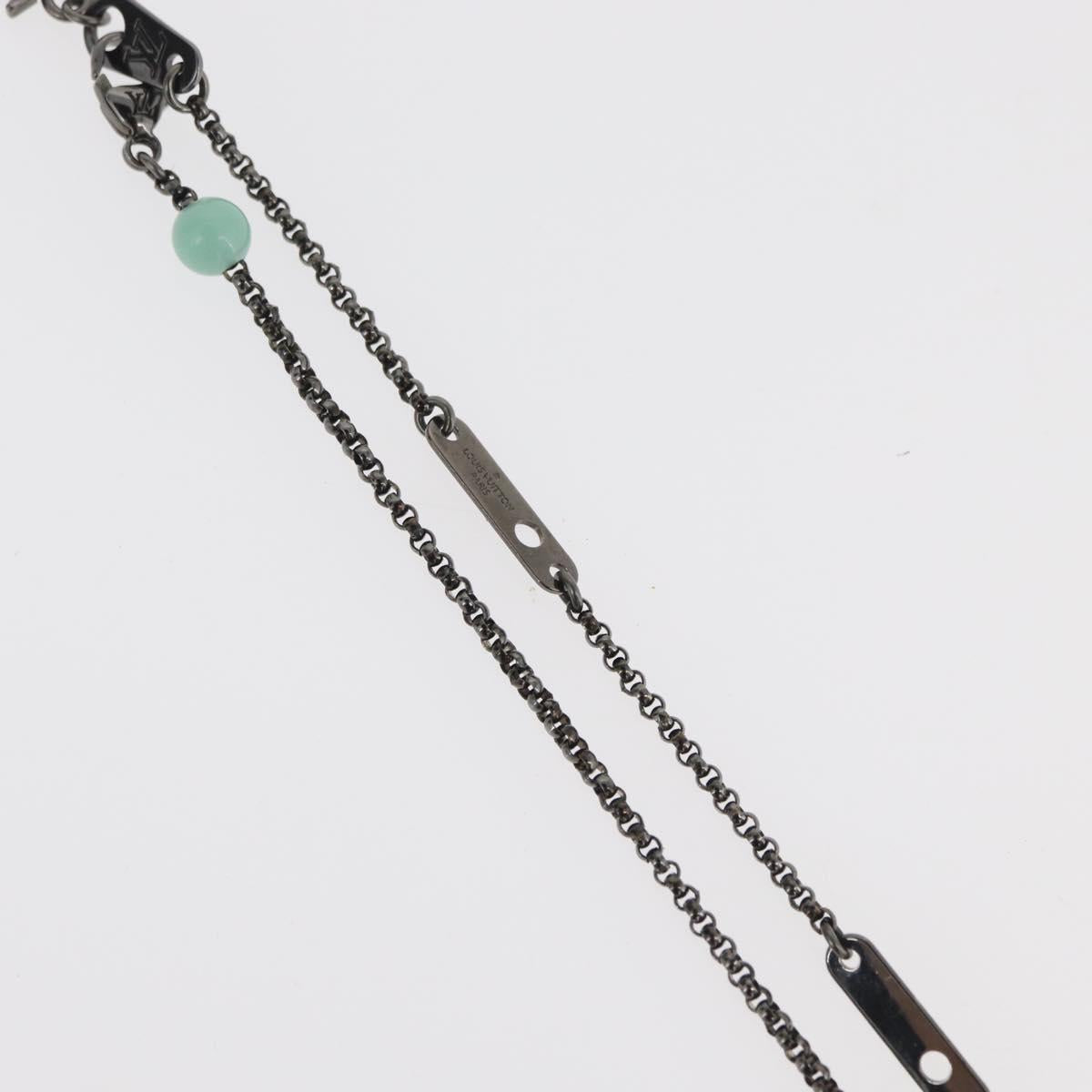 LOUIS VUITTON Collier LV Beads Necklace metal Turquoise Blue M00313 Auth BAZ738M