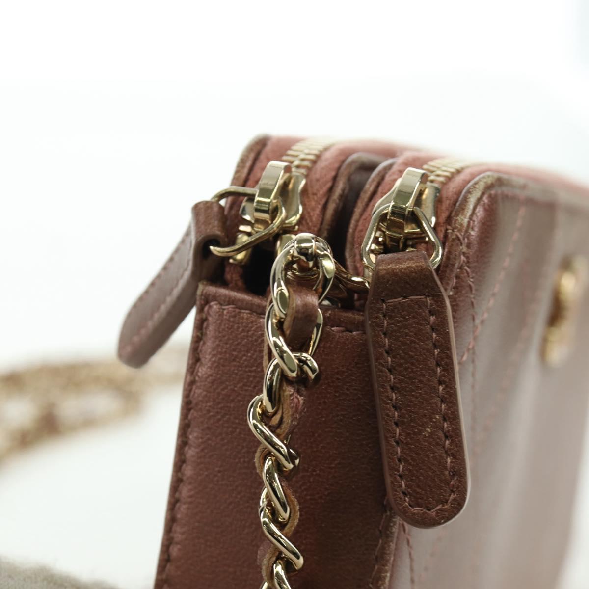 CHANEL Matelasse Chain Wallet Shoulder Bag Leather Pink Gold CC Auth BAZ741V