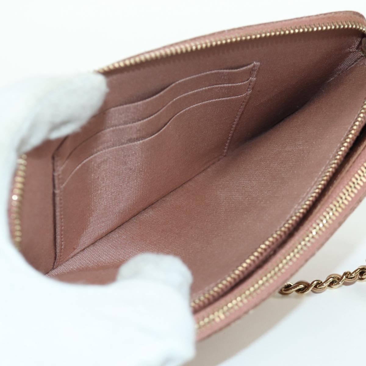 CHANEL Matelasse Chain Wallet Shoulder Bag Leather Pink Gold CC Auth BAZ741V