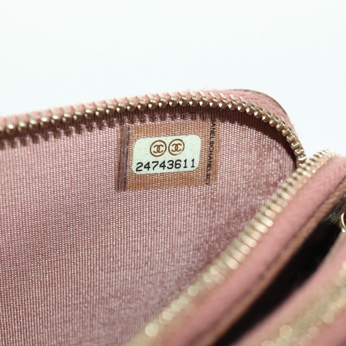 CHANEL Matelasse Chain Wallet Shoulder Bag Leather Pink Gold CC Auth BAZ741V