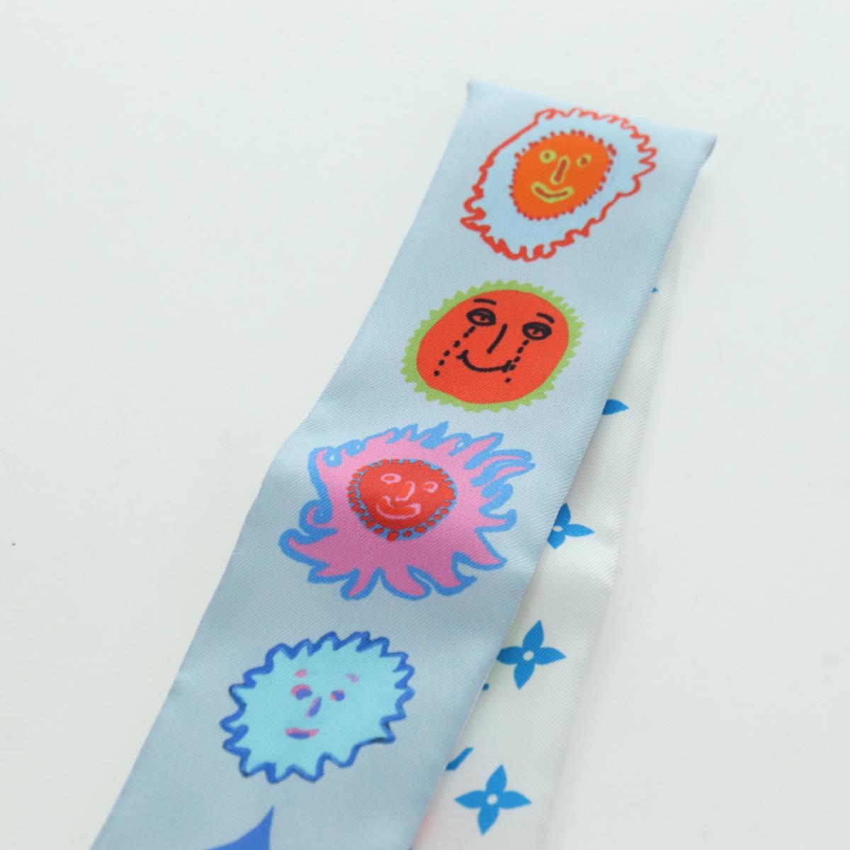 LOUIS VUITTON Yayoi Kusama Face Bando BB Scarf Silk Blue M78313 LV Auth BAZ743M