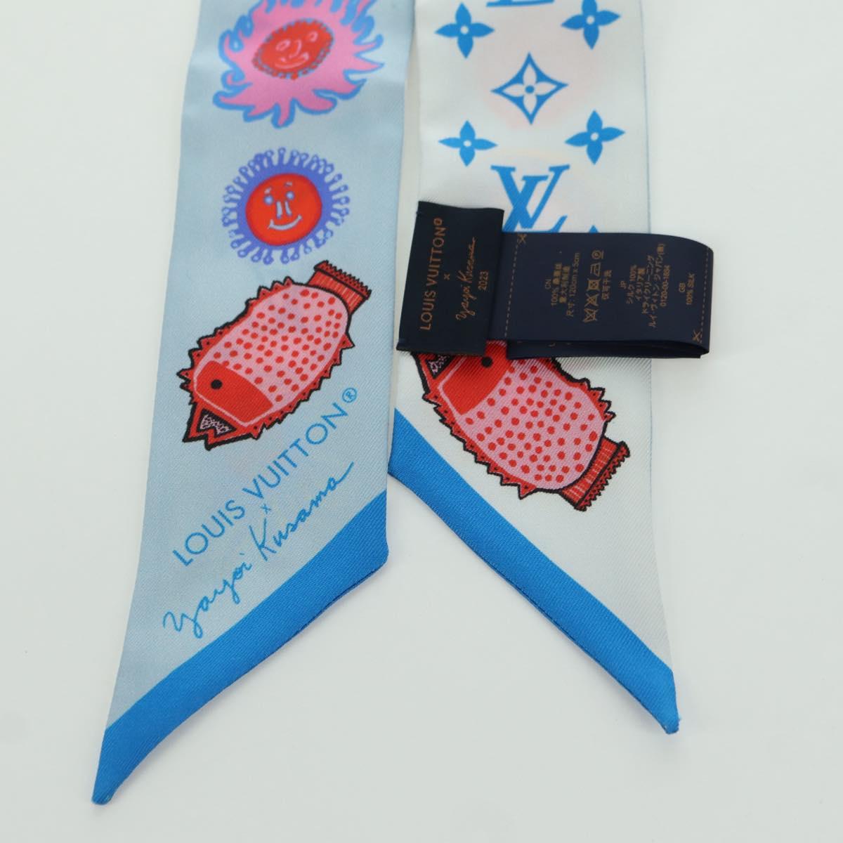 LOUIS VUITTON Yayoi Kusama Face Bando BB Scarf Silk Blue M78313 LV Auth BAZ743M