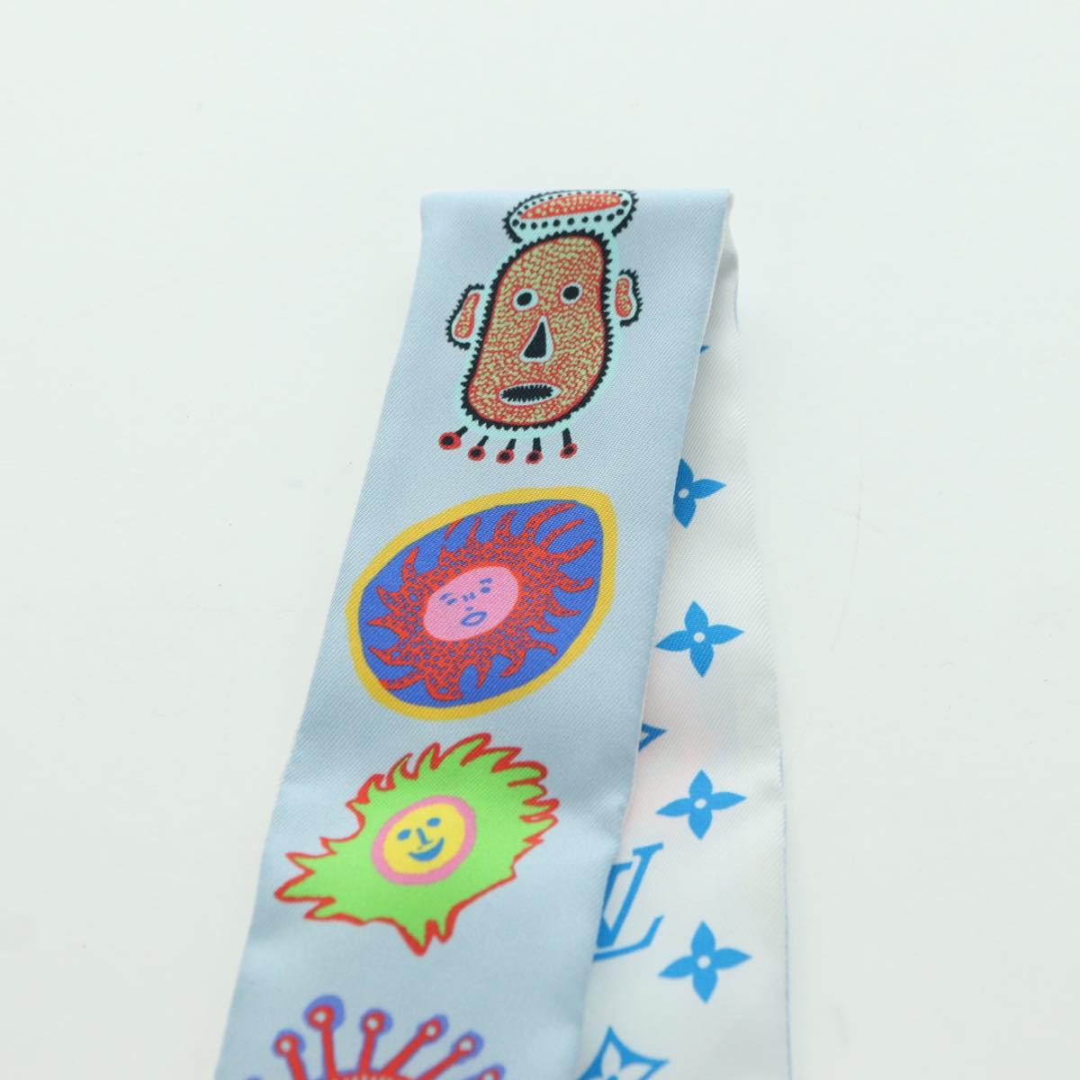 LOUIS VUITTON Yayoi Kusama Face Bando BB Scarf Silk Blue M78313 LV Auth BAZ743M