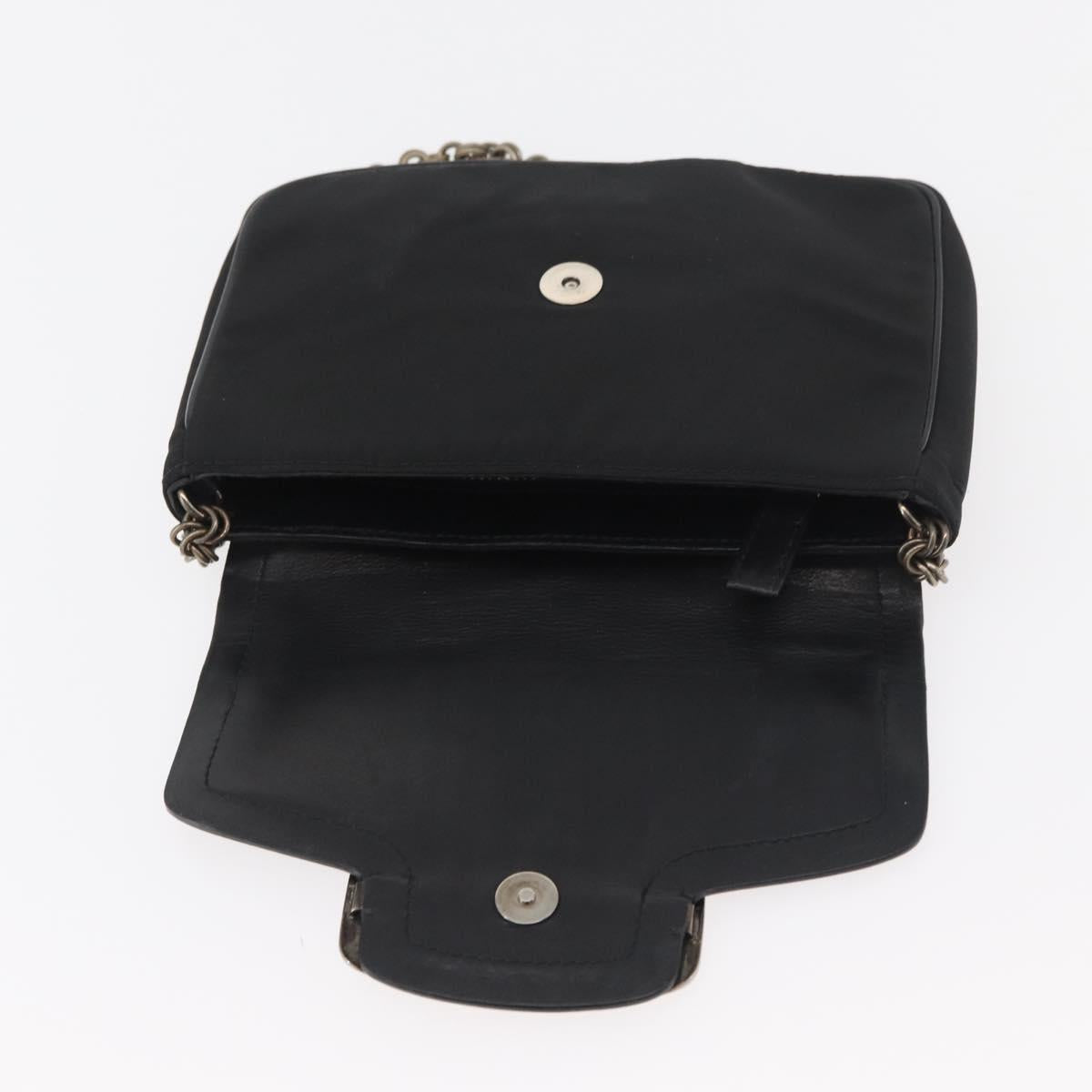 PRADA Chain Shoulder Bag Nylon Black Silver Auth BAZ748A