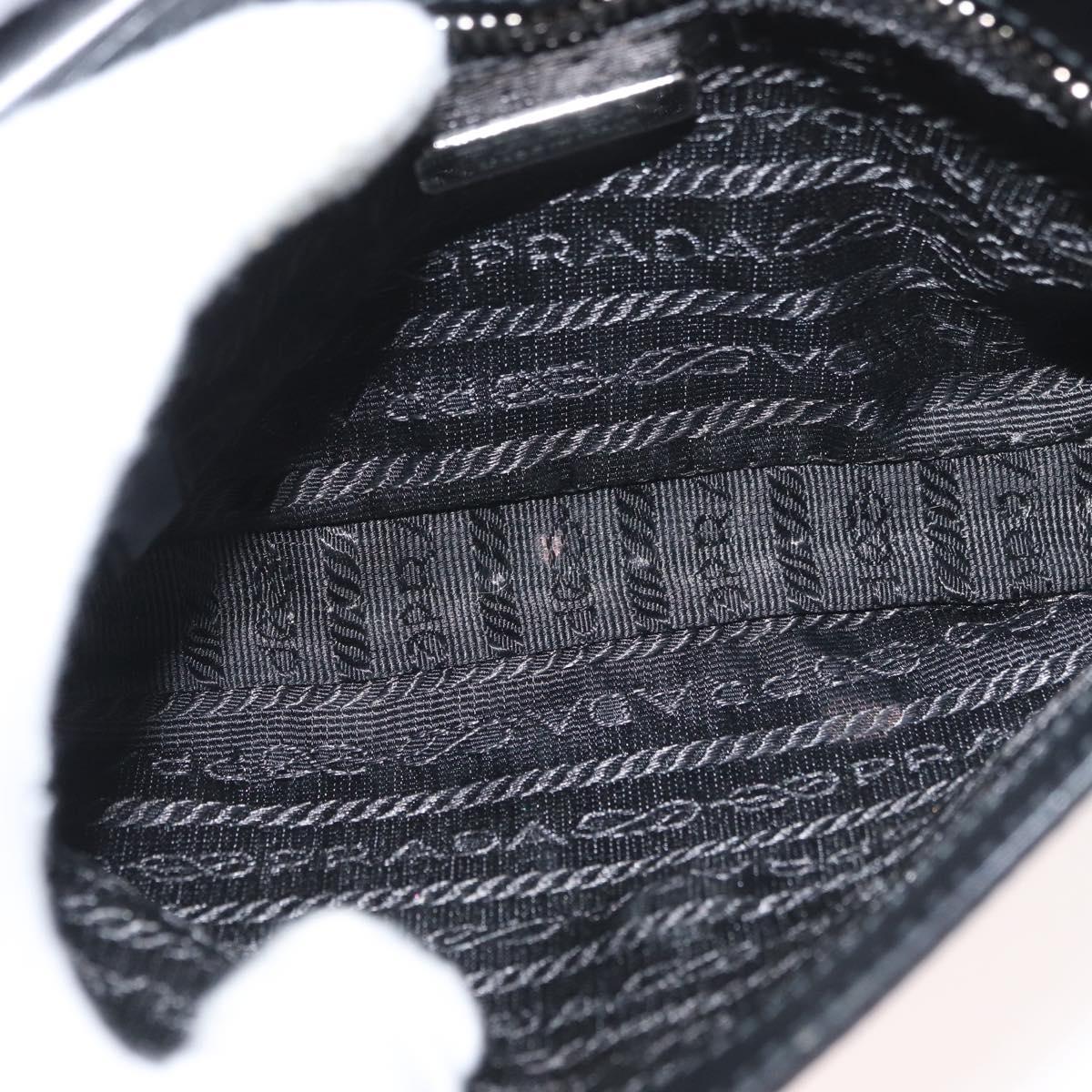PRADA Chain Shoulder Bag Nylon Black Silver Auth BAZ748A