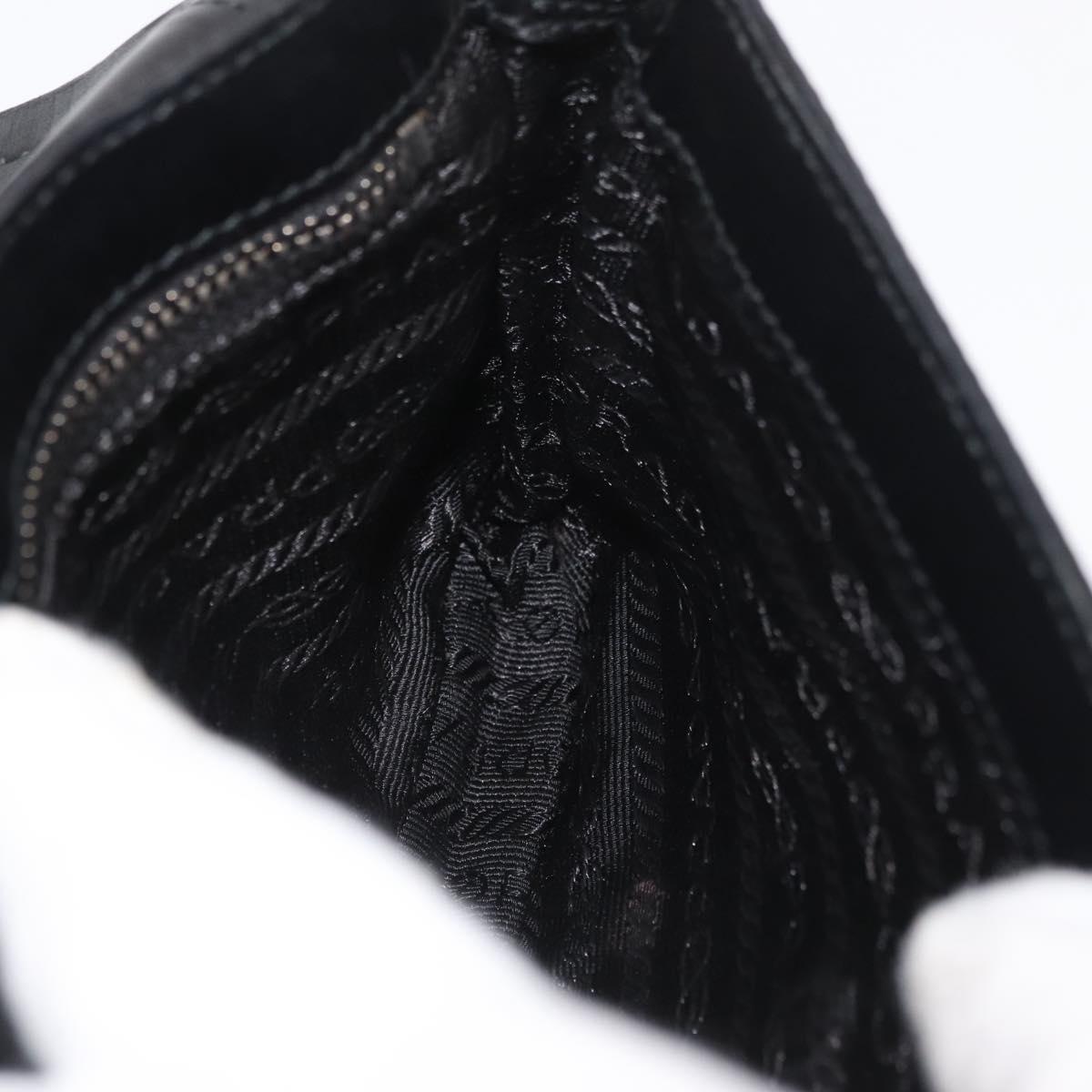 PRADA Chain Shoulder Bag Nylon Black Silver Auth BAZ748A