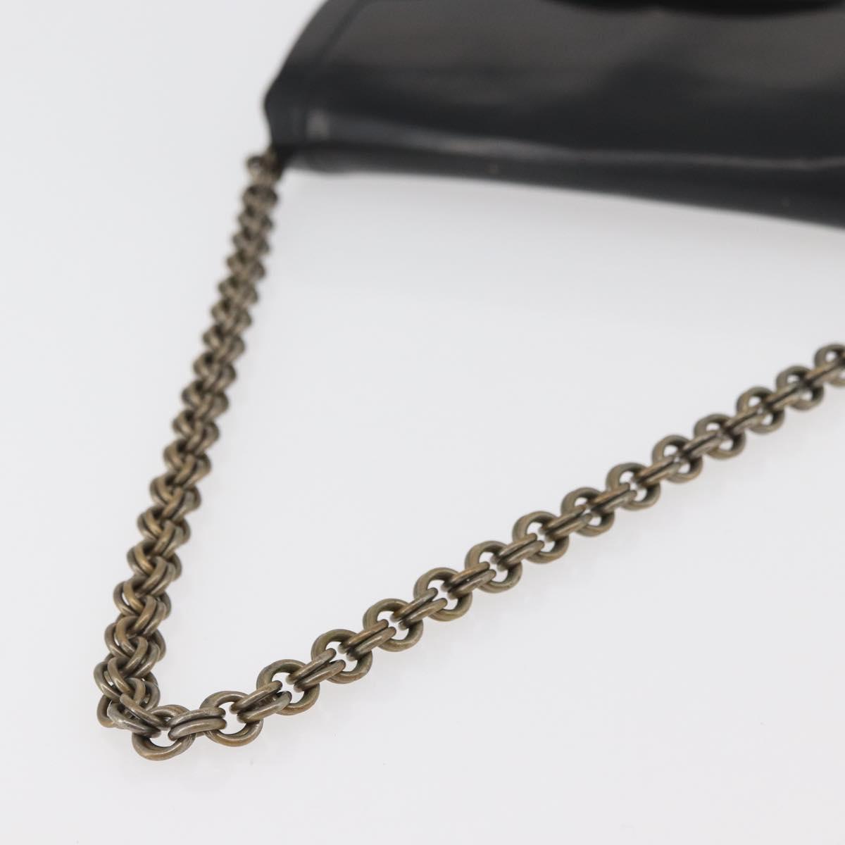 PRADA Chain Shoulder Bag Nylon Black Silver Auth BAZ748A