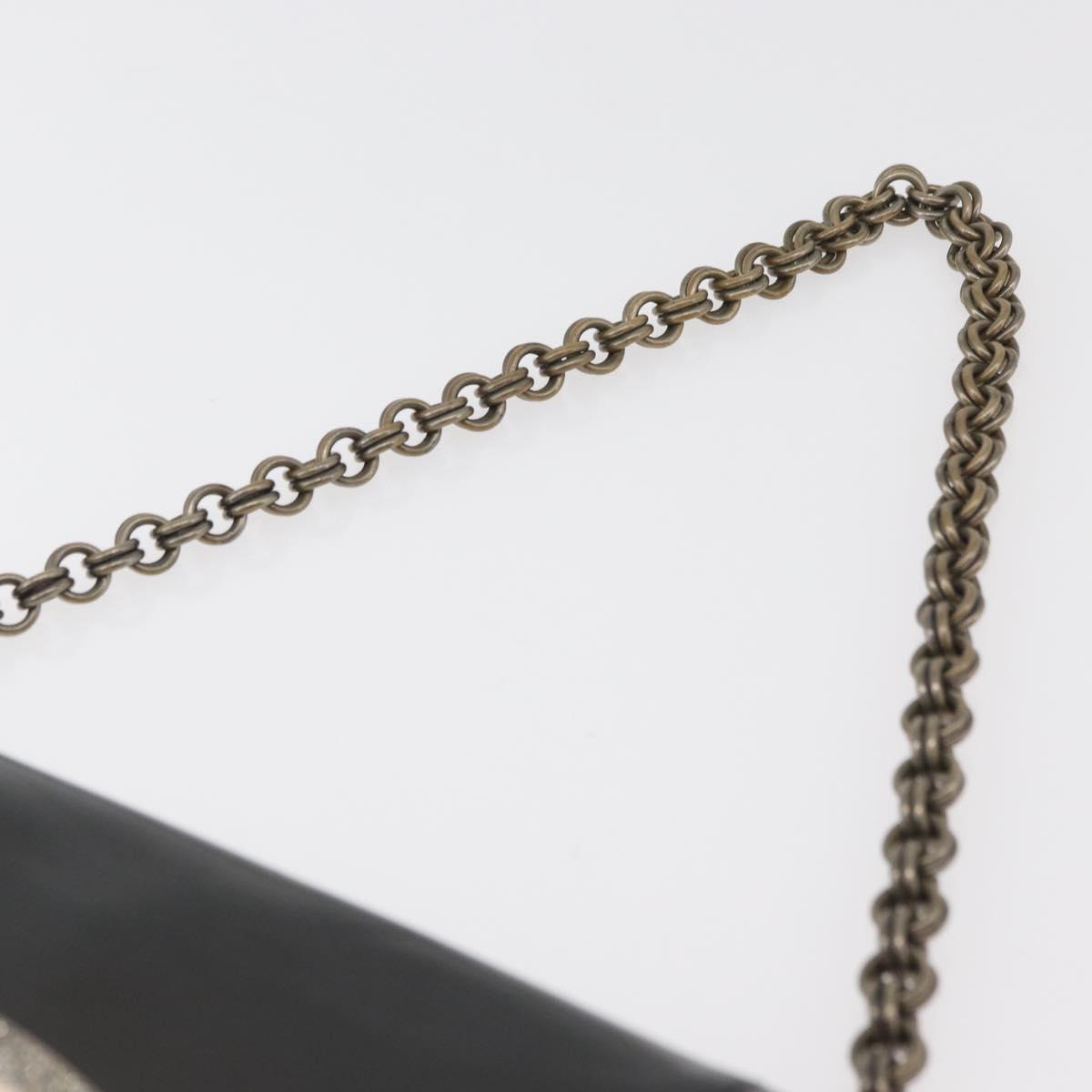 PRADA Chain Shoulder Bag Nylon Black Silver Auth BAZ748A