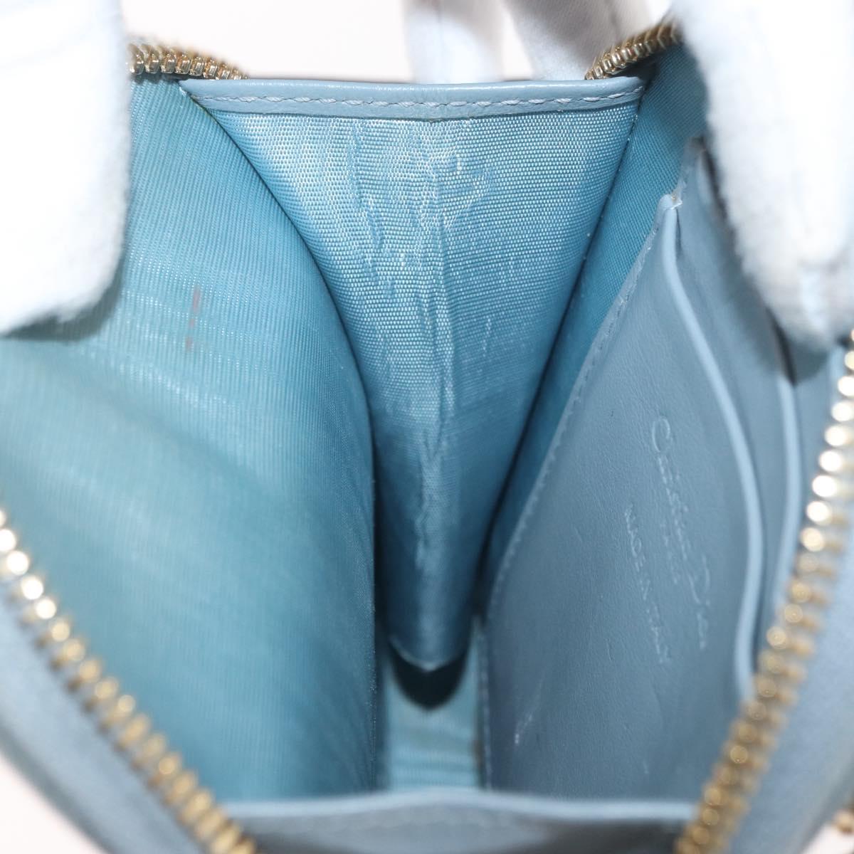 Christian Dior Cannage Chain Phone Pouch Bag Patent 2way Blue Gold Auth BAZ749A