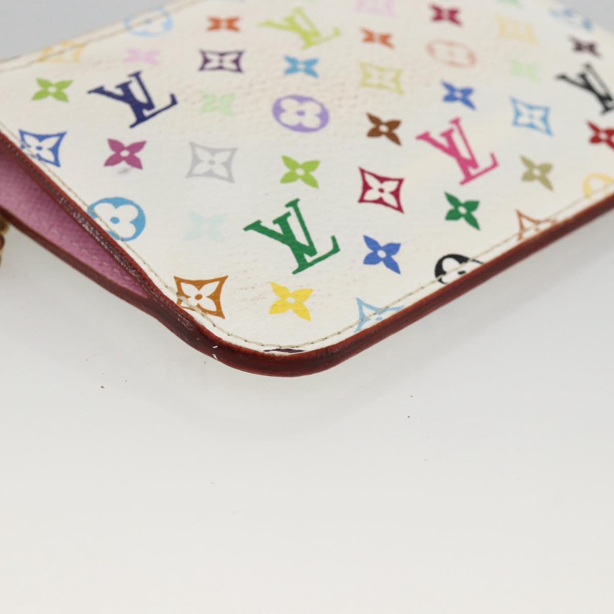 LOUIS VUITTON Multicolor Pochette Cles NM Coin Purse White M93734 Auth BAZ750A