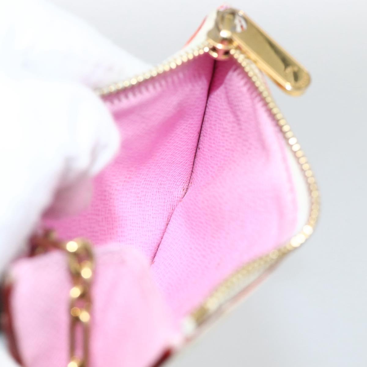 LOUIS VUITTON Multicolor Pochette Cles NM Coin Purse White M93734 Auth BAZ750A