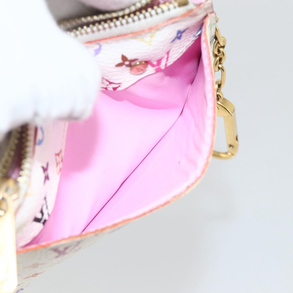 LOUIS VUITTON Multicolor Pochette Cles NM Coin Purse White M93734 Auth BAZ750A