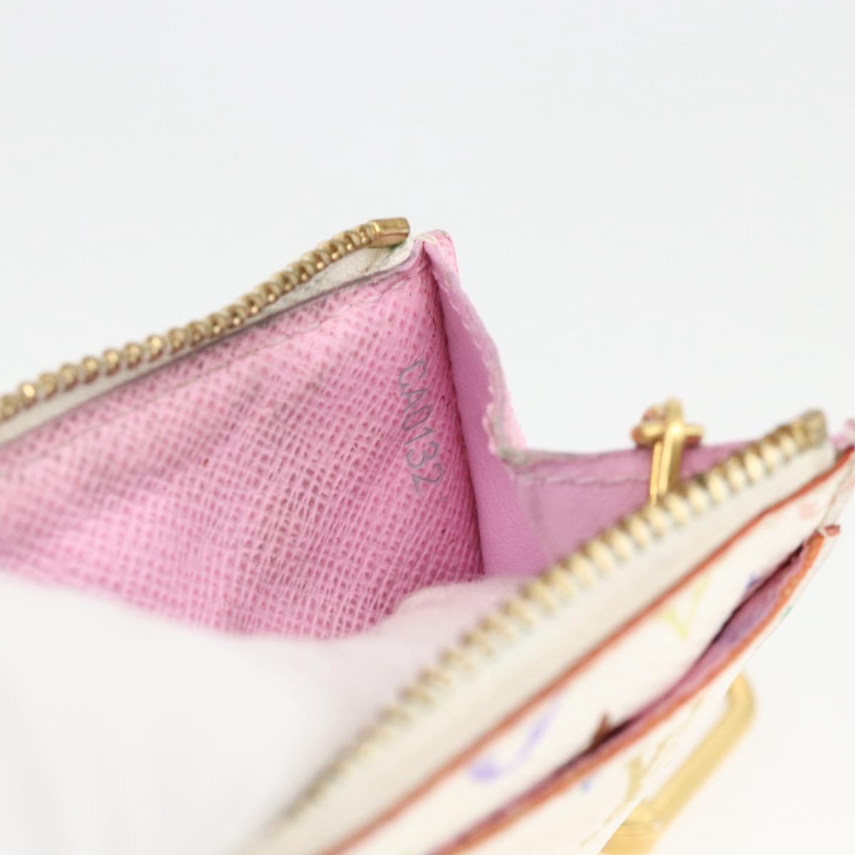 LOUIS VUITTON Multicolor Pochette Cles NM Coin Purse White M93734 Auth BAZ750A