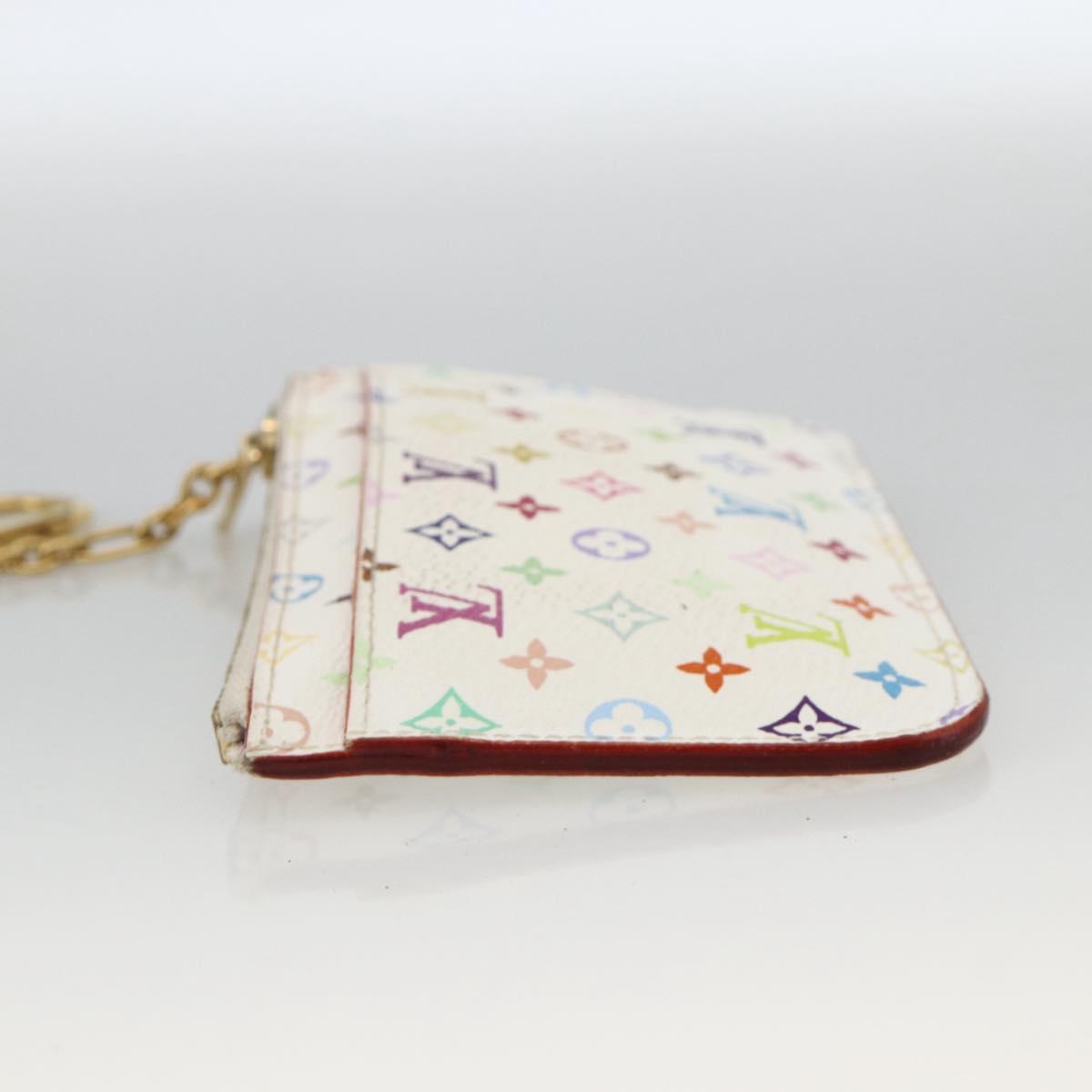 LOUIS VUITTON Multicolor Pochette Cles NM Coin Purse White M93734 Auth BAZ750A