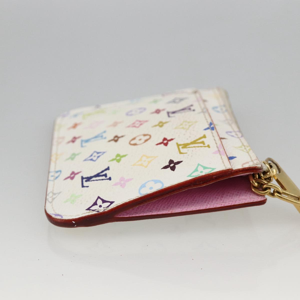 LOUIS VUITTON Multicolor Pochette Cles NM Coin Purse White M93734 Auth BAZ750A