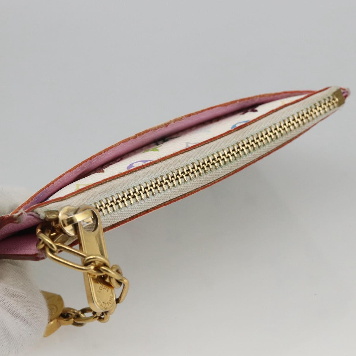 LOUIS VUITTON Multicolor Pochette Cles NM Coin Purse White M93734 Auth BAZ750A