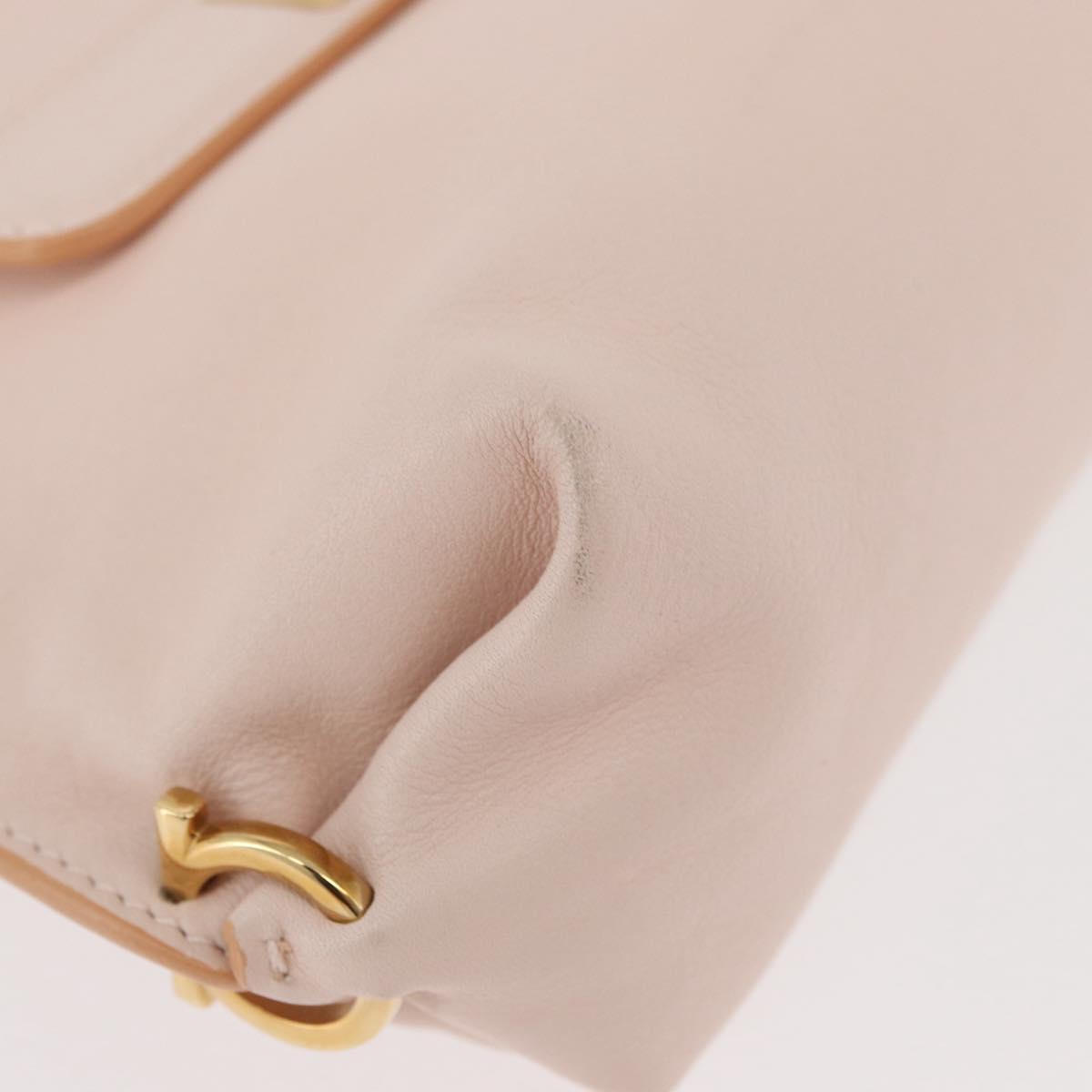 Salvatore Ferragamo Gancini Hand Bag Leather 2way Pink Gold Auth BAZ784A
