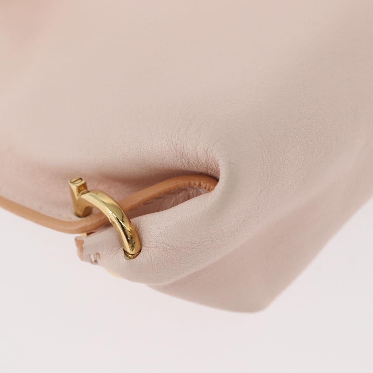 Salvatore Ferragamo Gancini Hand Bag Leather 2way Pink Gold Auth BAZ784A