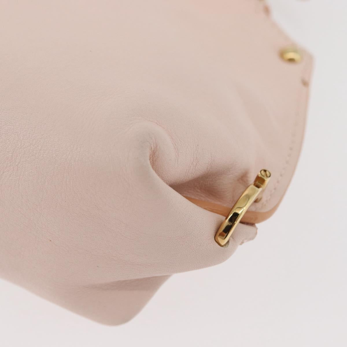 Salvatore Ferragamo Gancini Hand Bag Leather 2way Pink Gold Auth BAZ784A
