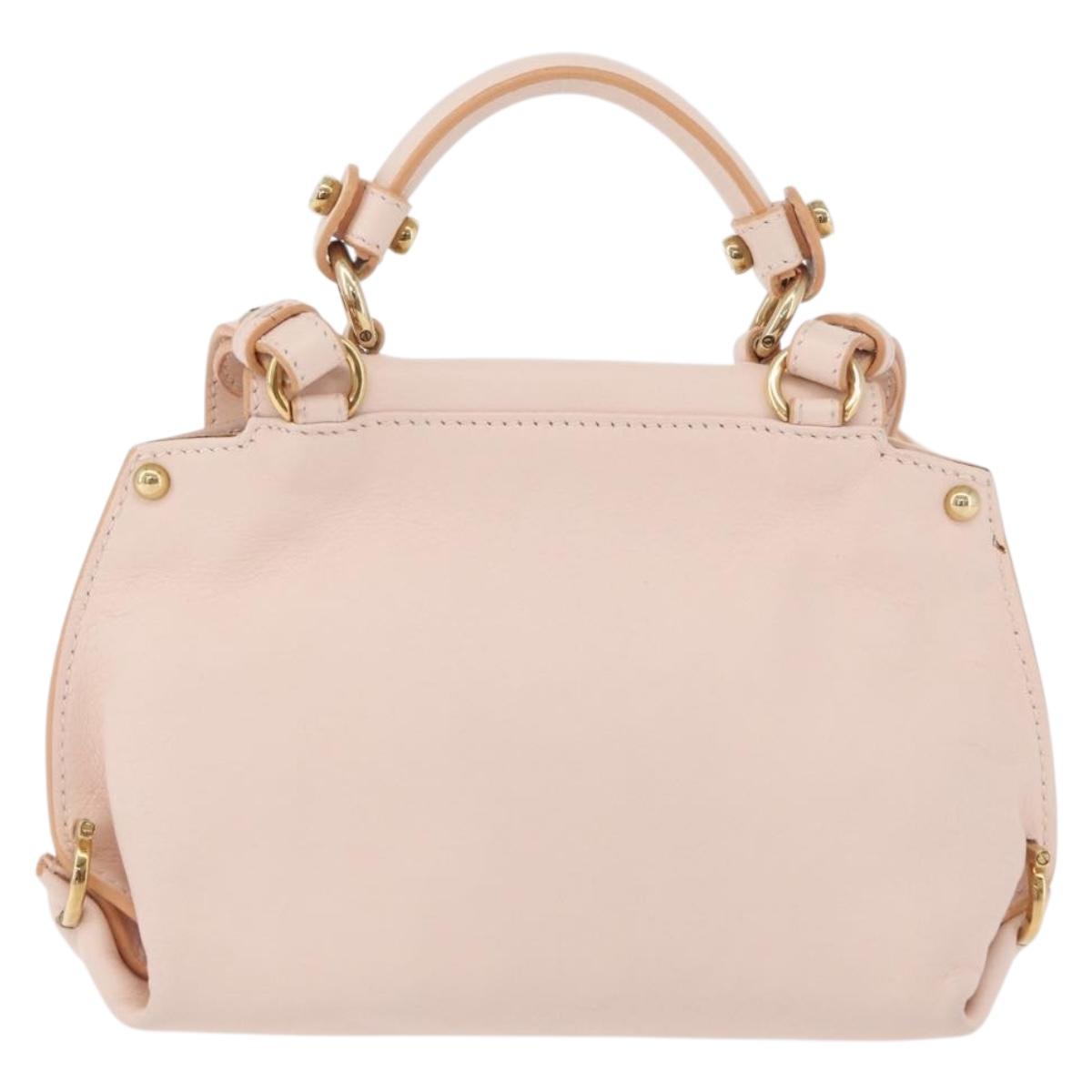 Salvatore Ferragamo Gancini Hand Bag Leather 2way Pink Gold Auth BAZ784A