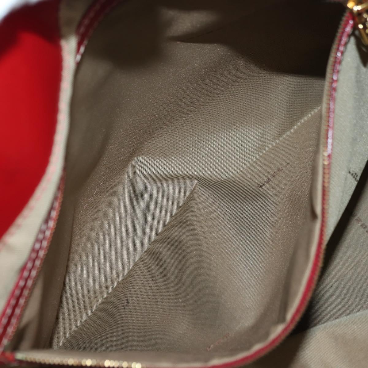 FENDI Zucchino Canvas Chain Tote Bag Red Gold Auth BAZ789V
