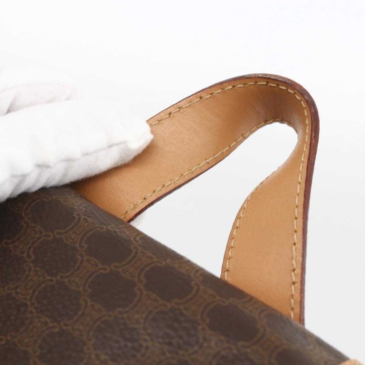 CELINE Macadam Canvas Backpack PVC Leather Brown Gold Auth BAZ796A