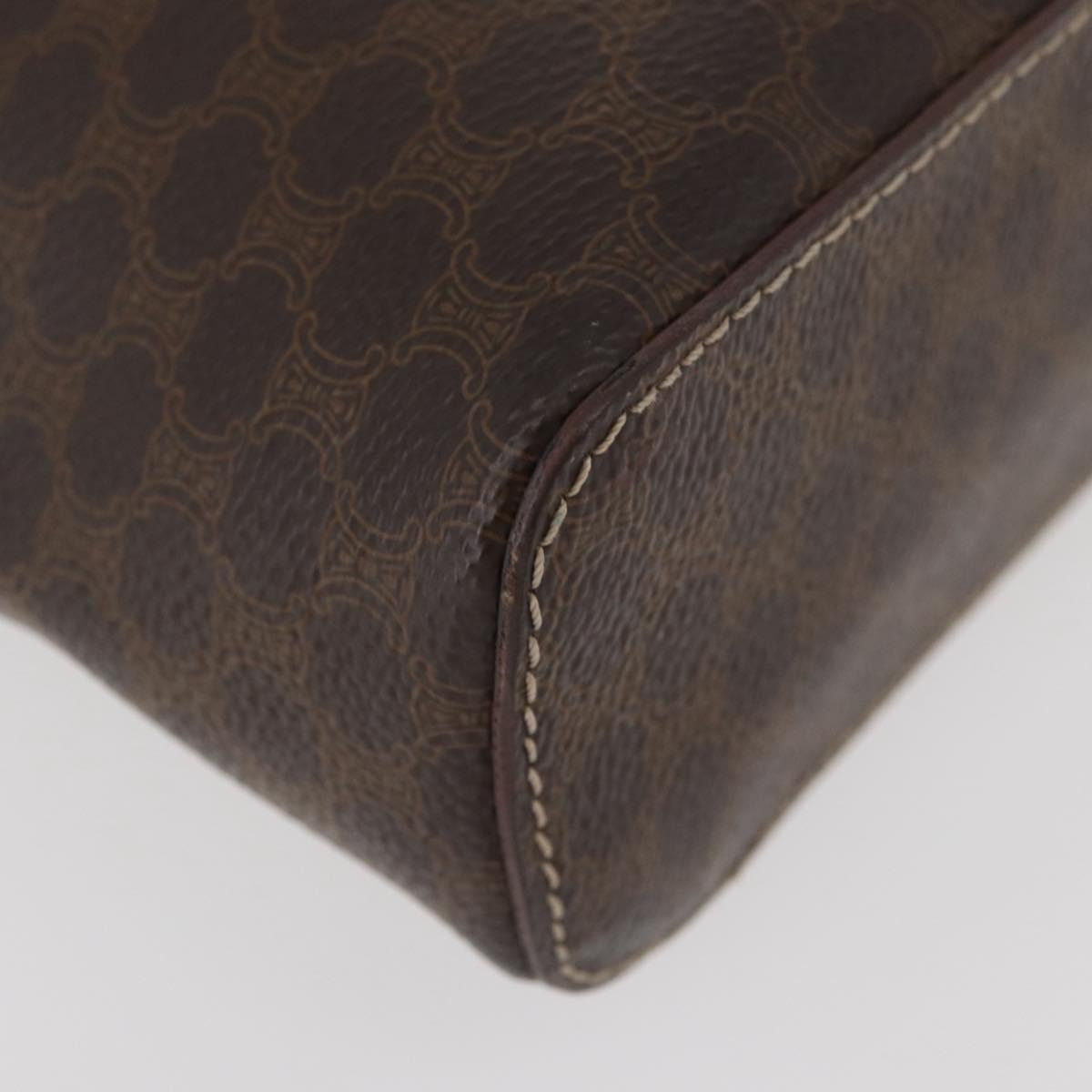 CELINE Macadam Canvas Hand Bag PVC Leather Brown Gold Auth BAZ799