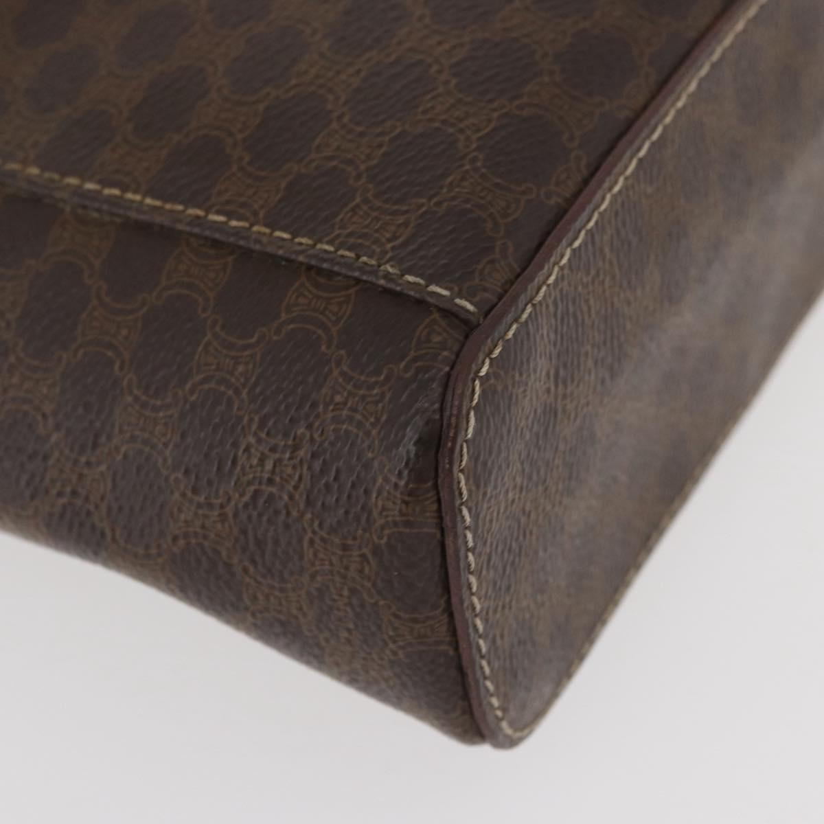 CELINE Macadam Canvas Hand Bag PVC Leather Brown Gold Auth BAZ799