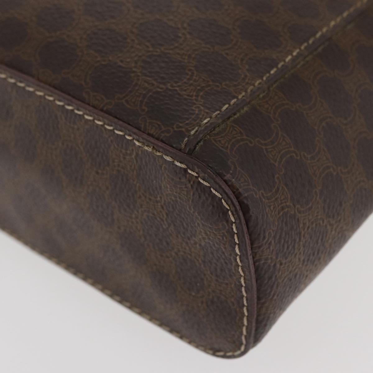 CELINE Macadam Canvas Hand Bag PVC Leather Brown Gold Auth BAZ799