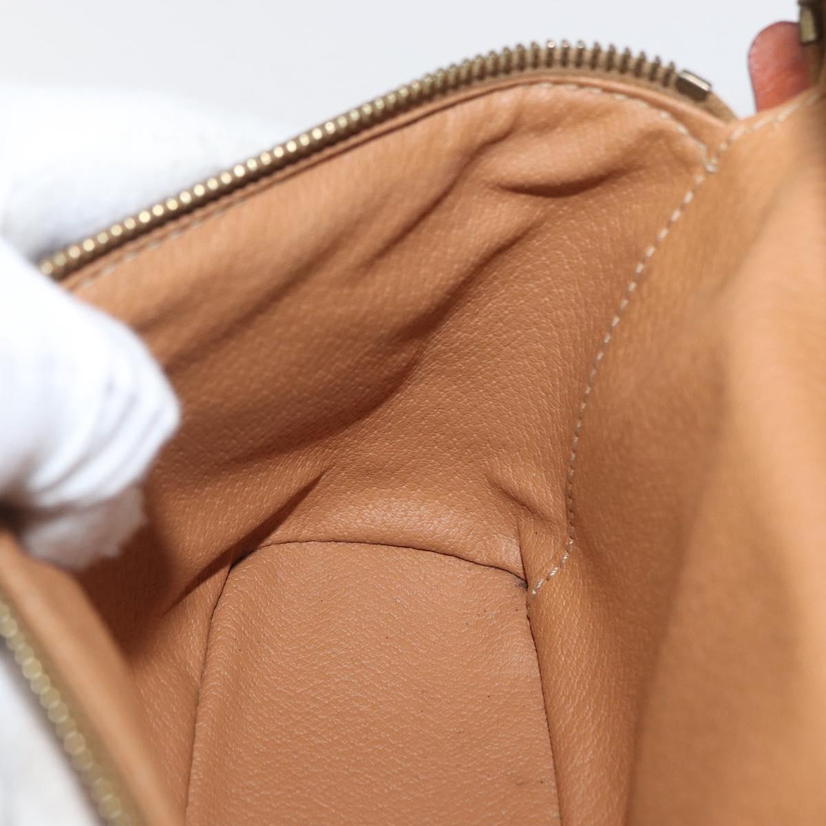 CELINE Macadam Canvas Hand Bag PVC Leather Brown Gold Auth BAZ799