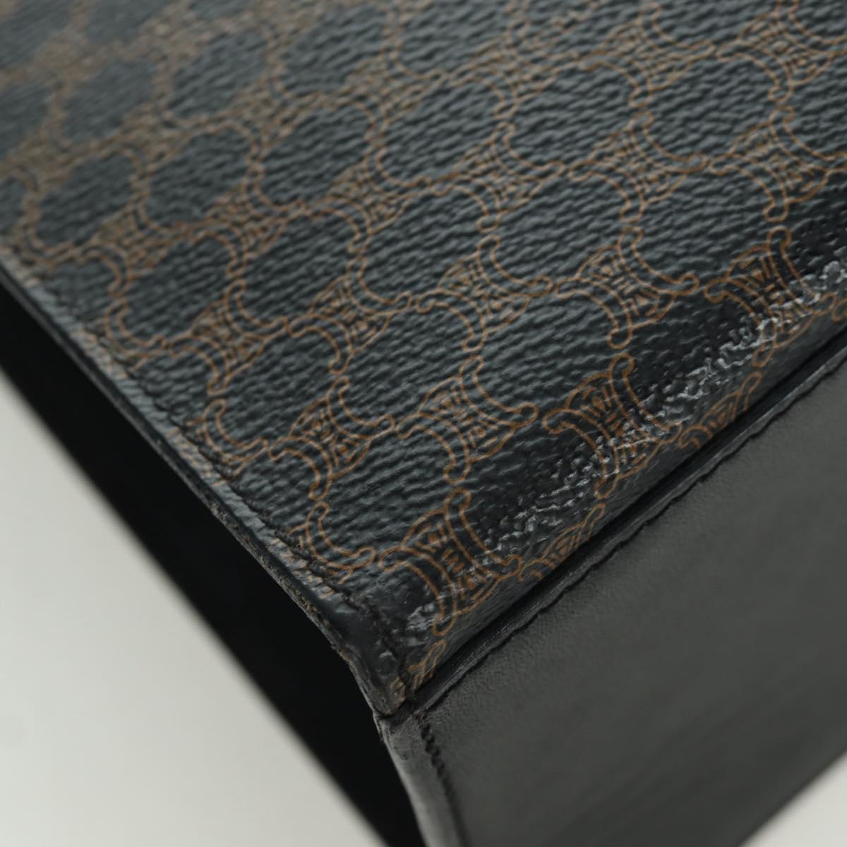 CELINE Macadam Canvas Hand Bag PVC Leather Black Gold Auth BAZ800V