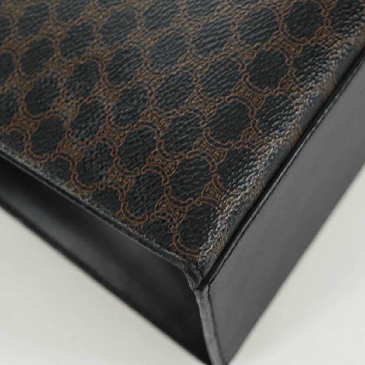CELINE Macadam Canvas Hand Bag PVC Leather Black Gold Auth BAZ800V