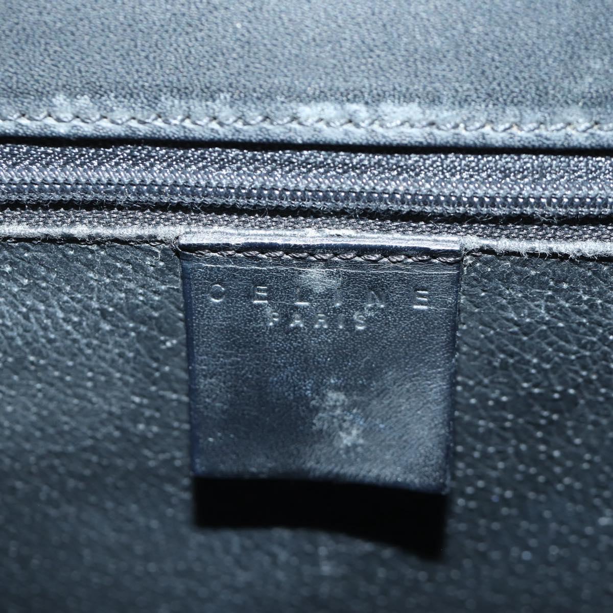 CELINE Macadam Canvas Hand Bag PVC Leather Black Gold Auth BAZ800V