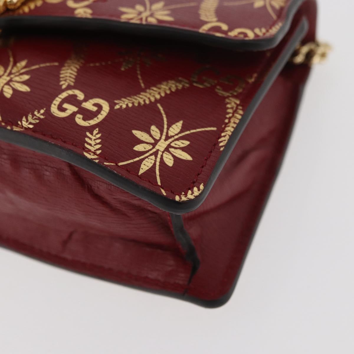 GUCCI GG Canvas Sylvie Sherry Line Chain Bag Leather Red 494646 Auth BAZ806A