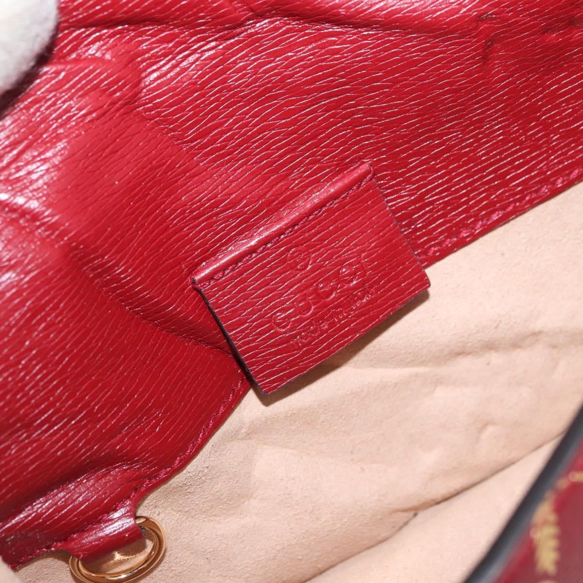 GUCCI GG Canvas Sylvie Sherry Line Chain Bag Leather Red 494646 Auth BAZ806A