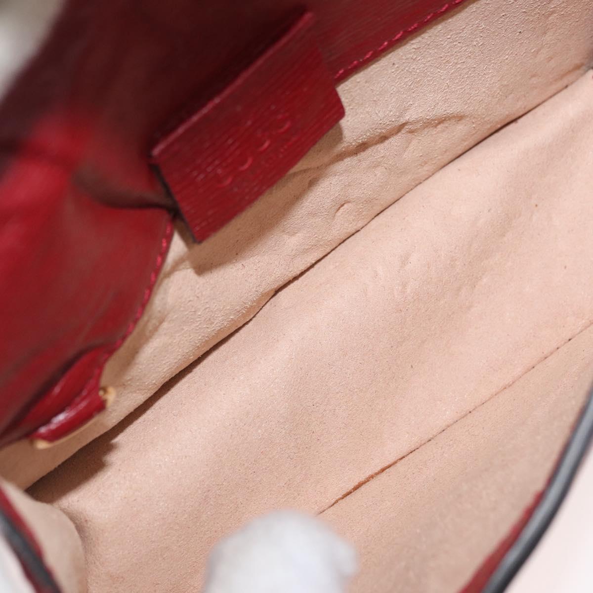 GUCCI GG Canvas Sylvie Sherry Line Chain Bag Leather Red 494646 Auth BAZ806A