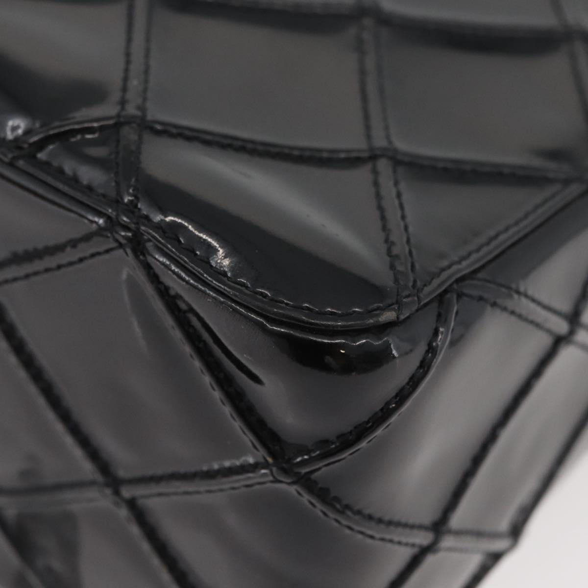 CHANEL Bicolore Shoulder Bag Patent leather Black Silver CC Auth BAZ811A