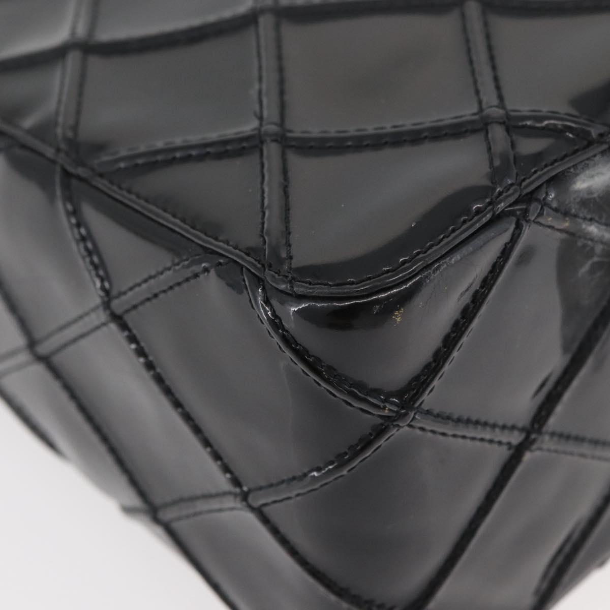 CHANEL Bicolore Shoulder Bag Patent leather Black Silver CC Auth BAZ811A