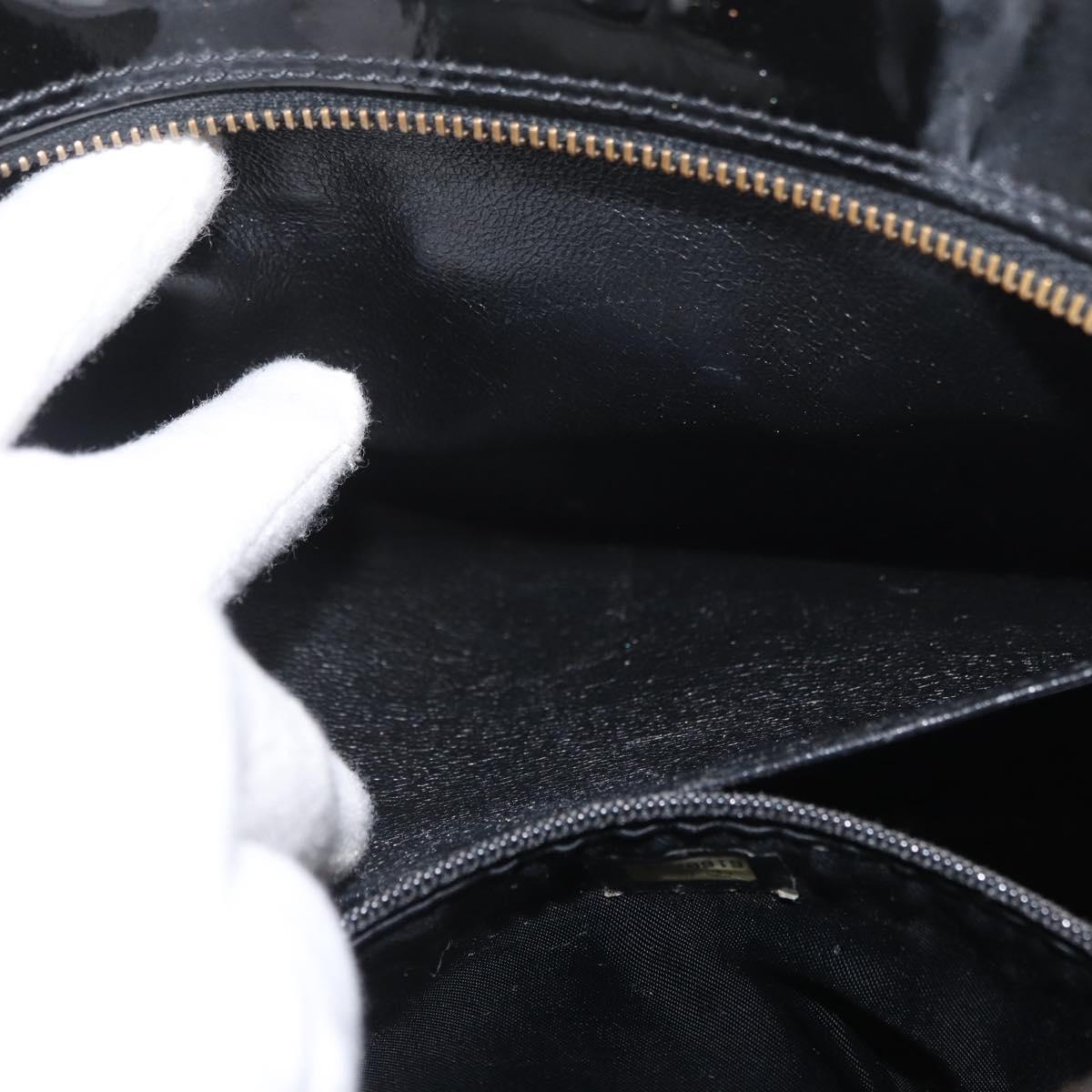 CHANEL Bicolore Shoulder Bag Patent leather Black Silver CC Auth BAZ811A