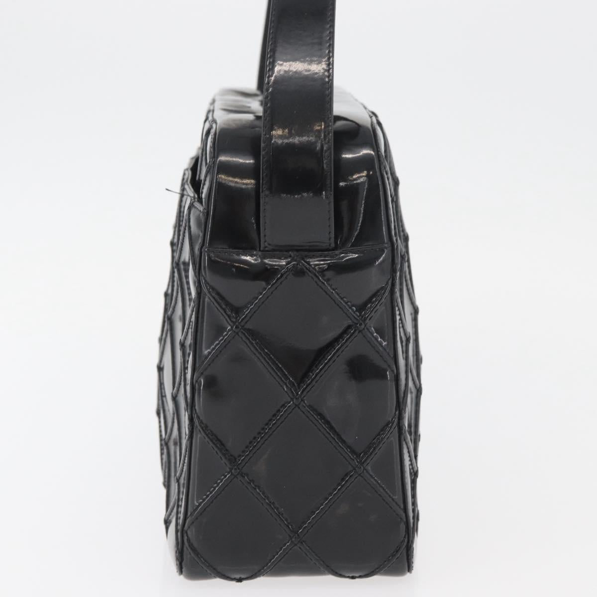 CHANEL Bicolore Shoulder Bag Patent leather Black Silver CC Auth BAZ811A
